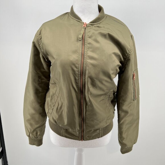 Topshop Olive Bomber Jacket – Size 2, Street-Style Staple - Picture 1 of 10